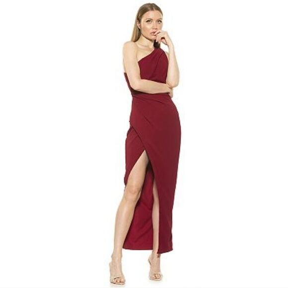 NWT Alexia Admor Alessi Dress Red One Shoulder Draped - Picture 1 of 7